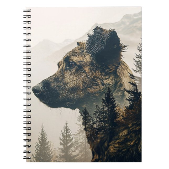 Rustic Hund Forest Ligcape Photo Notebook Anteckningsbok (Framsidan)