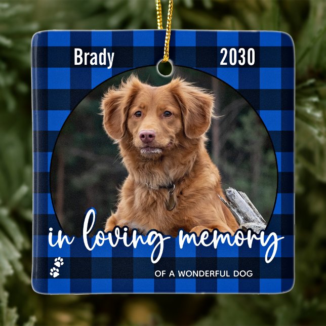 Rustic Hund Memorial Blue Pput Pet Loss Keepsak Julgransprydnad Keramik (Skapare uppladdad)