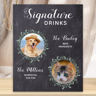 Rustic Hund Namnteckning Drinks Pet Bröllop Cockta Poster