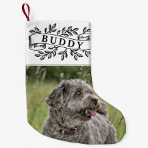 Rustic Hund Photo och Namn Festive Ribbon