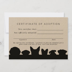 Rustic hund silhouettes Certifikat of adoption Inbjudningar