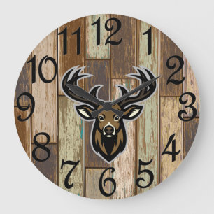Rustic Hunter Large Clock Stor Klocka