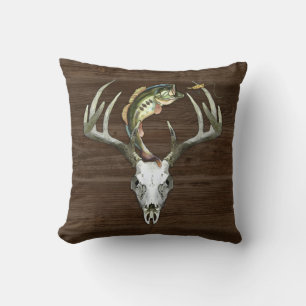 Rustic Hunting Antlers Fishing Kudde