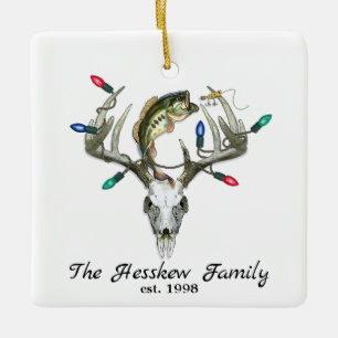 Rustic Hunting Fishing Hjort Antlers Metall Orname Julgransprydnad Keramik
