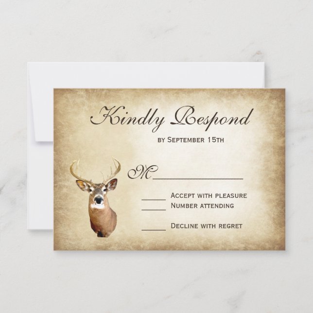 Rustic Hunting Hjort Antlers Bröllop OSA Card (Framsida)