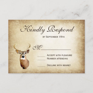 Rustic Hunting Hjort Antlers Bröllop OSA Card Kort
