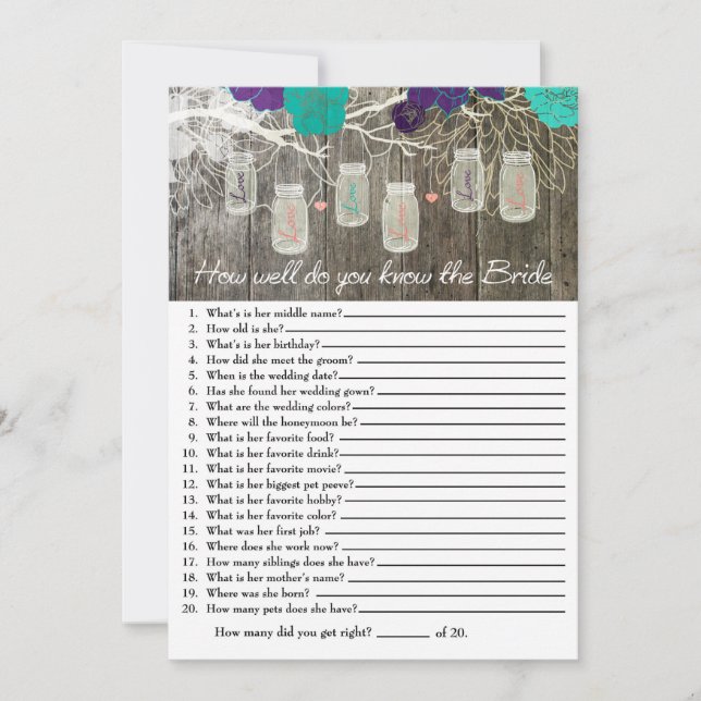 Rustic Hur väl känner du till Bride Game? (Framsida)