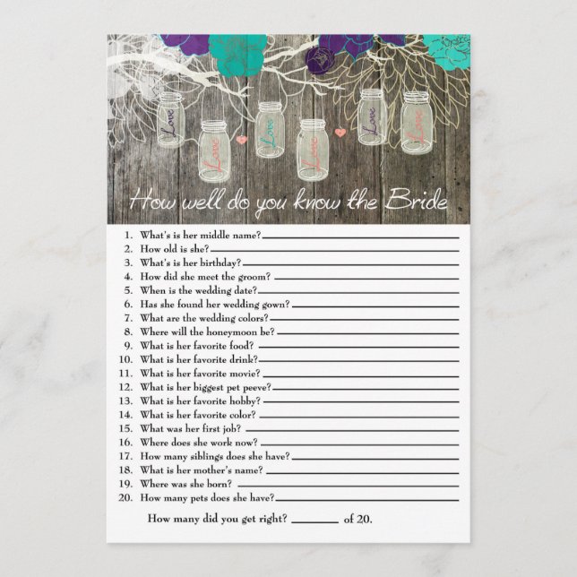 Rustic Hur väl känner du till Bride Game? (Framsida)