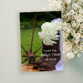 Rustic Hydrangea CowboyBoots Bröllop Tack Kort