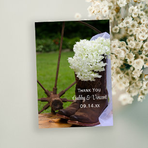 Rustic Hydrangea CowboyBoots Bröllop Tack Kort