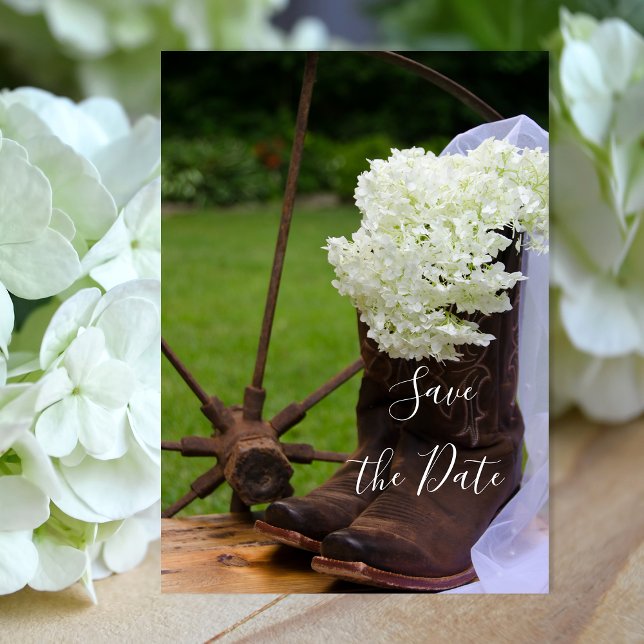Rustic Hydrangea CowboyBoots Spara datumet (Skapare uppladdad)