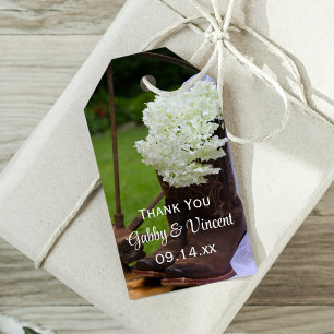 Rustic Hydrangea CowboyBoots Westernare Bröllop Presentetikett