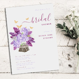 Rustic Hydrangea Lilac Elegant Boho Möhippa Inbjudningar