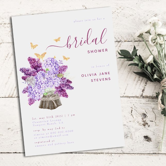 Rustic Hydrangea Lilac Elegant Boho Möhippa Inbjudningar (Skapare uppladdad)