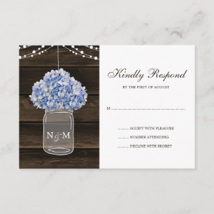 Rustic Hydrangea Mason Burk Barn Wood Bröllop OSA Kort