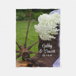 Rustic Hydrangea och Cowboy Boots Westerna Bröllop Fleecefilt