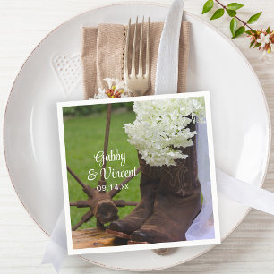 Rustic Hydrangea och Cowboy Boots Westerna Bröllop Pappersservett