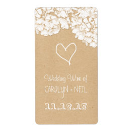 Rustic Hydrangeas Blommigt Bröllop Vin Fraktsedel