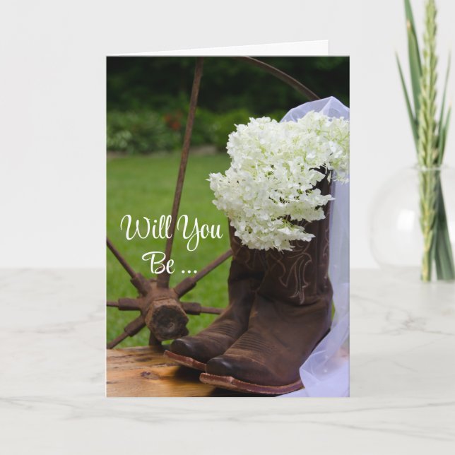 Rustic Hydrangeas kommer du bli min bridesmaid Inbjudan (Framsida)