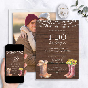 Rustic I Do BBQ Modern par Shower Land Photo Inbjudningar