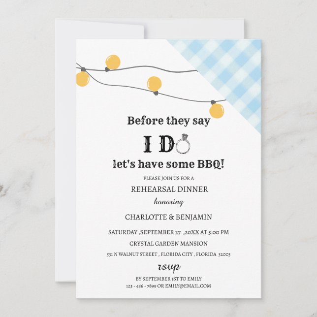 Rustic I Do BBQ Rehearsal Dinner Inbjudningar (Framsida)