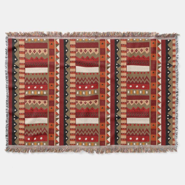 Rustic Ikat Tribal Inspired Throw Blanket Filt (Framsidan)