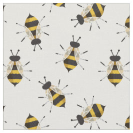 Rustic Illustrated Bee Fabric Tyg