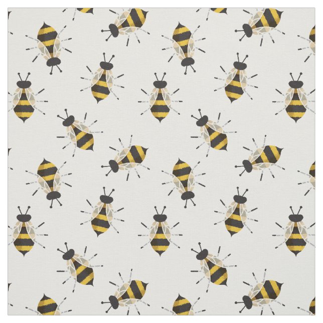 Rustic Illustrated Bee Fabric Tyg (Provkarta)