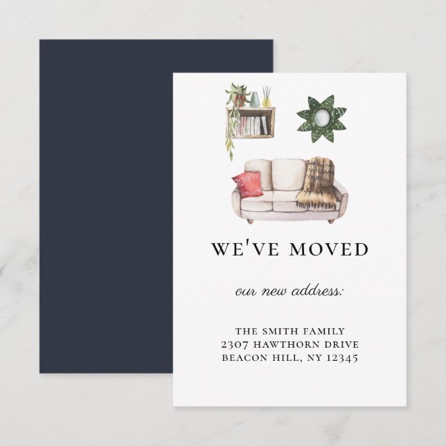 Rustic Illustrated Home Vi har flyttat-meddelande Inbjudningar (Fram/baksida)