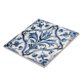 Rustic Indigo Azulejo-plattor med Blommönster Kakelplatta