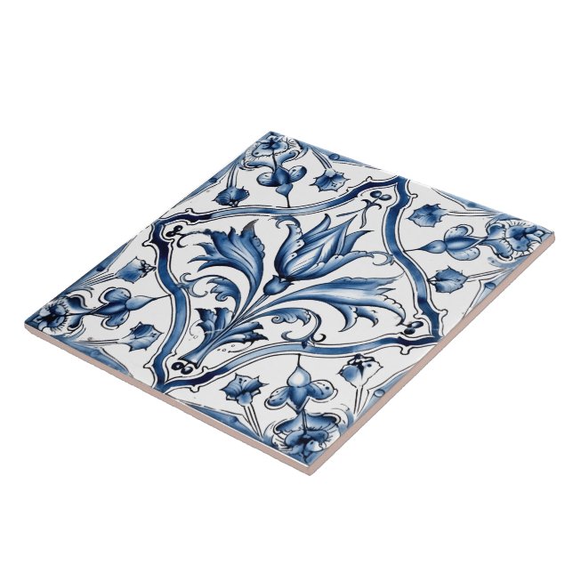 Rustic Indigo Azulejo-plattor med Blommönster Kakelplatta (Sidan)