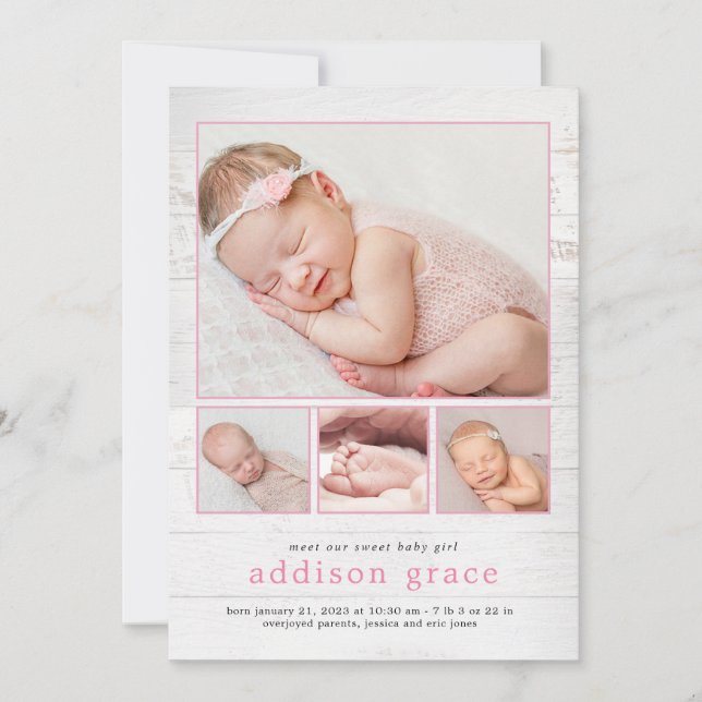 Rustic Introduction Baby Birth Notice Julkort (Framsida)