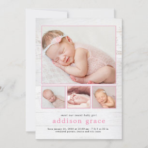 Rustic Introduction Baby Birth Notice Julkort