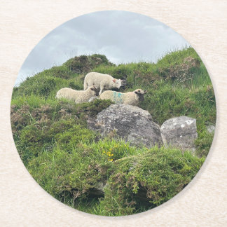 Rustic Ireland Three Irish Sheep Underlägg Papper Rund
