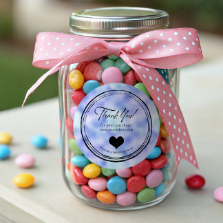 Rustic Iridescent Foil Minimal Heart Thank You Runt Klistermärke