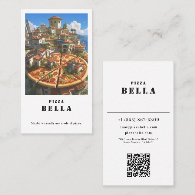 Rustic Italian Pizza Bella Coastal Town Shop Visitkort (Fram/baksida)