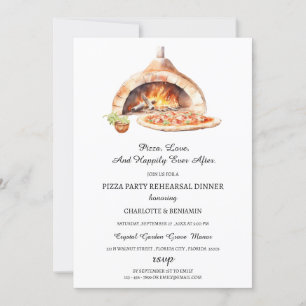 Rustic Italienska Pizza Party Rehearsal Dinner Inbjudningar
