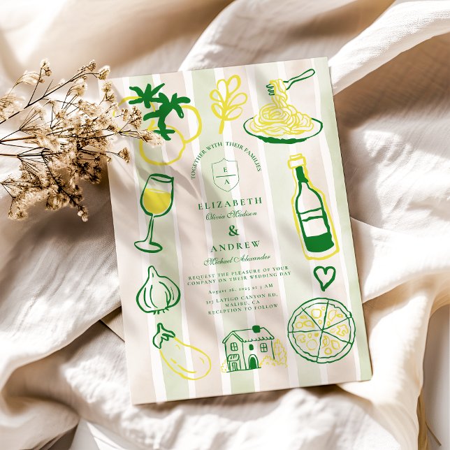 Rustic Italy Food Bröllop Watercolor Inbjudningar (Skapare uppladdad)