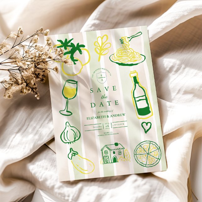 Rustic Italy Food Bröllop Watercolor Spara Datumet (Skapare uppladdad)