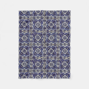 Rustic Italy Tiles Azulejo Blue White Geometric Fleecefilt