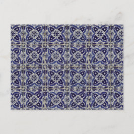 Rustic Italy Tiles Azulejo Blue White Geometric Helg Vykort