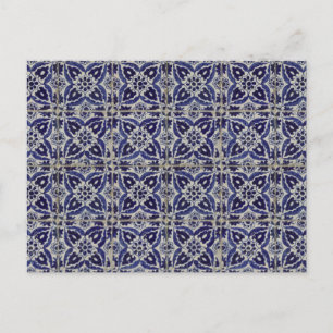 Rustic Italy Tiles Azulejo Blue White Geometric Helg Vykort