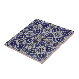 Rustic Italy Tiles Azulejo Blue White Geometric Kakelplatta