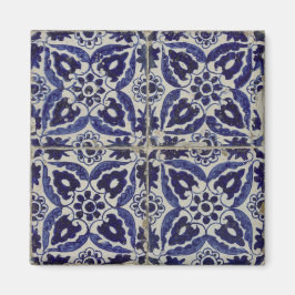 Rustic Italy Tiles Azulejo Blue White Geometric Magnet