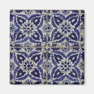 Rustic Italy Tiles Azulejo Blue White Geometric Magnet