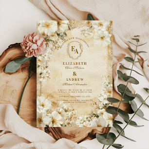 Rustic Ivory Blommigt Boho Bröllop Inbjudningar