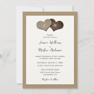 Rustic Ivory Kraft Pappra bröllopsinbjudningar Inbjudningar
