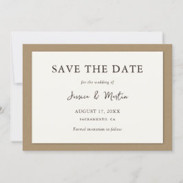 Rustic Ivory Kraft Papprare Bröllop spara datum Datumet