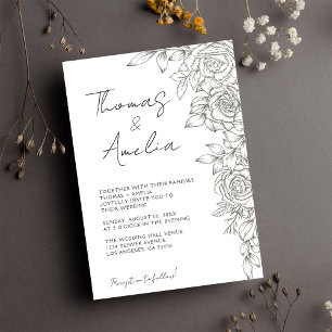 Rustic Ivory Magnolia Blommigt Bröllop Inbjudningar