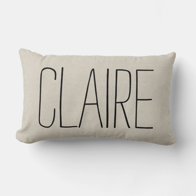 Rustic Ivory Namn Monogram Lumbarkudde (Framsida)